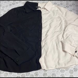 Fashion Nova XL Black White Split Button Up